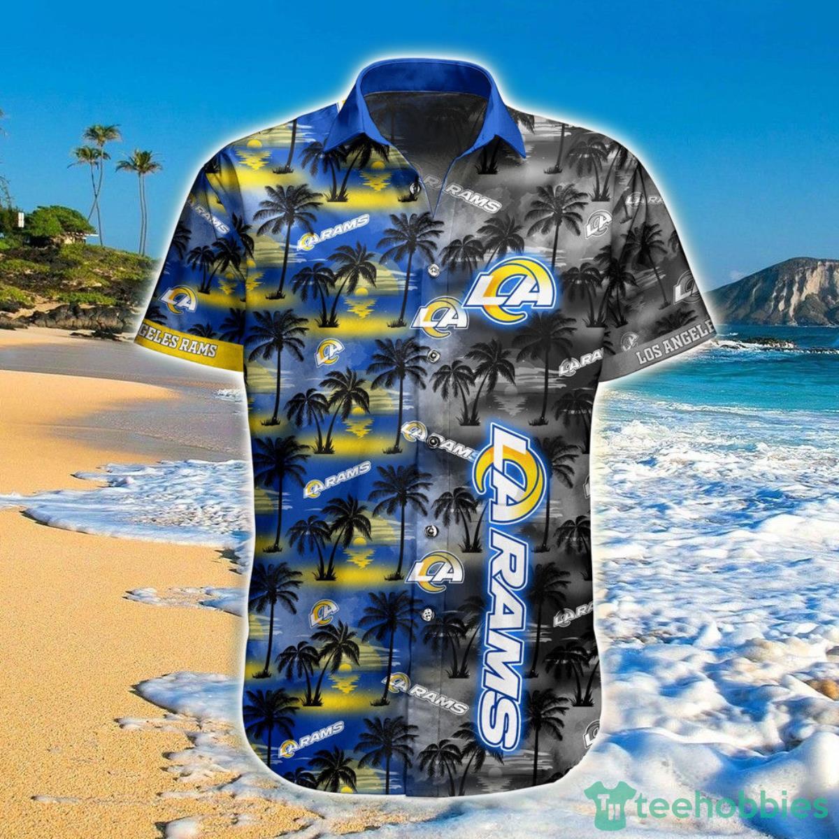 Los Angeles Rams Hawaiian Shirt Palm Tree Pattern Product Photo 1