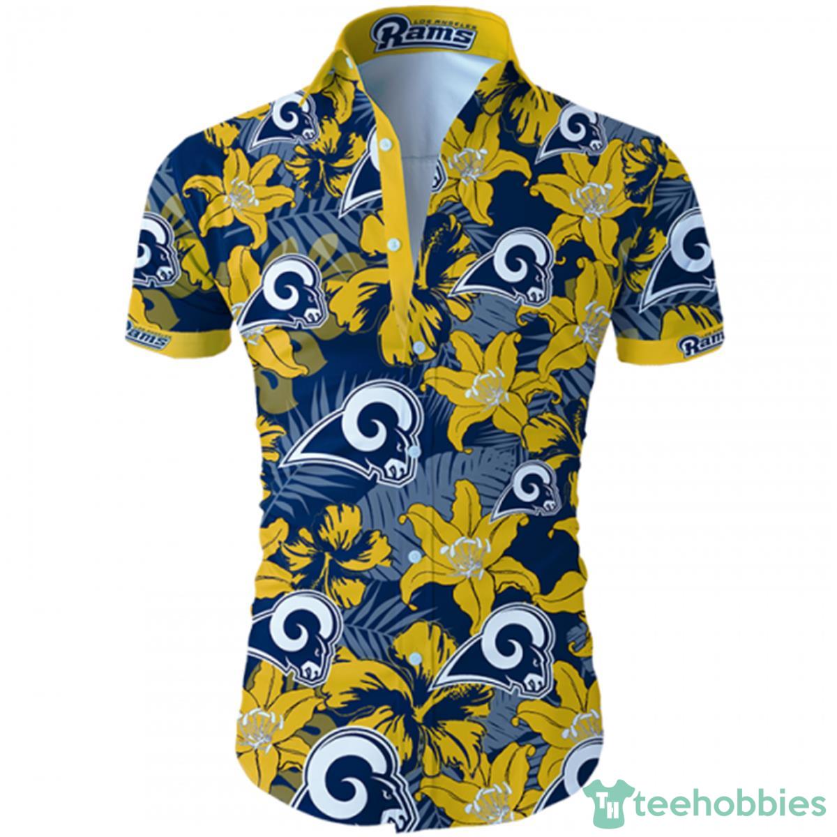 Los Angeles Rams Hawaiian Shirt Tropical Flower Short Sleeve Product Photo 1
