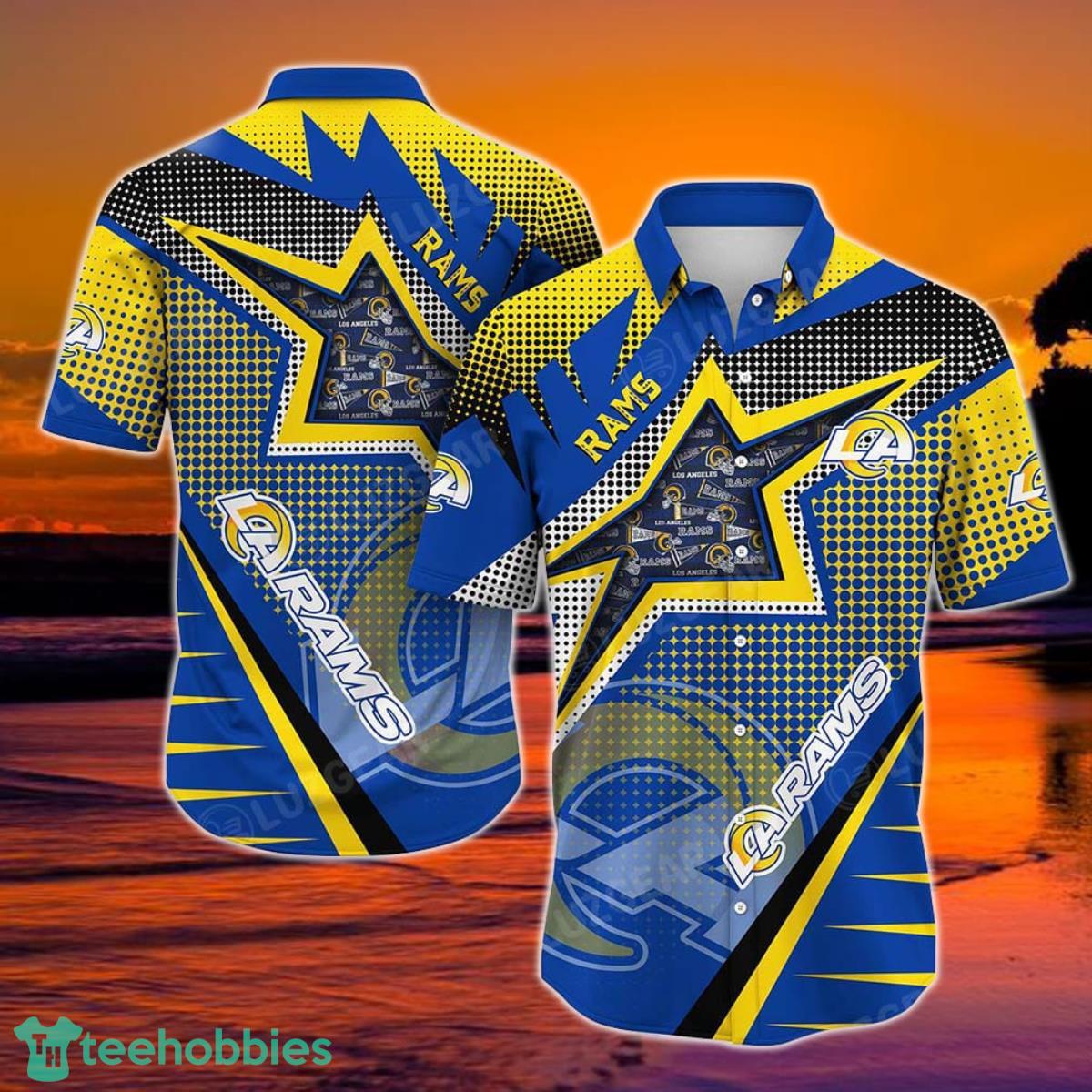Los Angeles Rams NFL Football Beach Shirt For This Summer Graphic Print Hawaiian Shirt Big Fans Product Photo 1