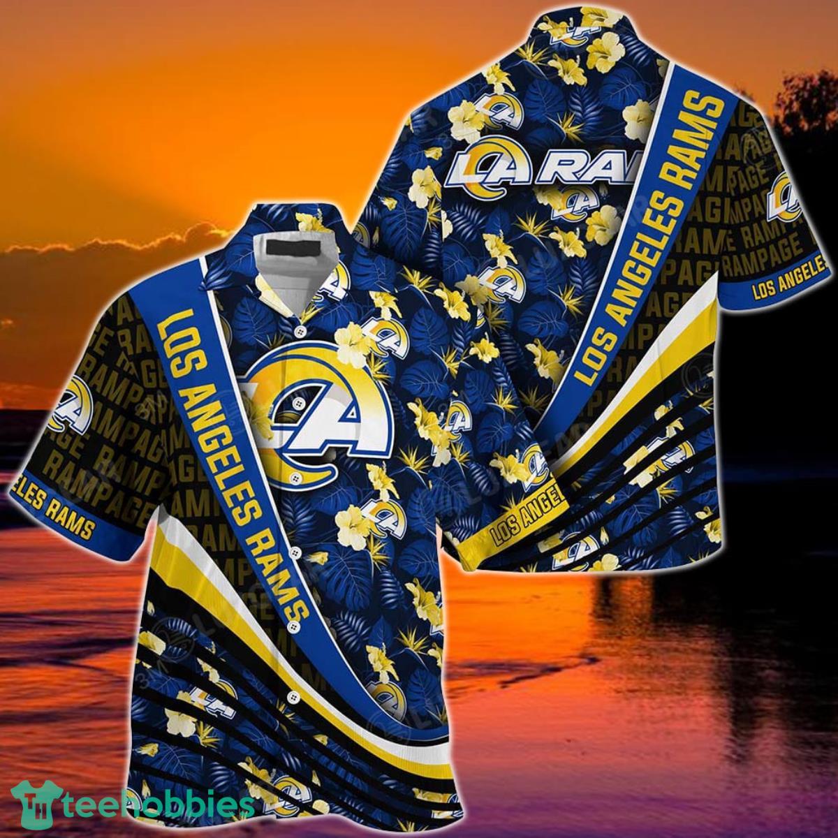 Los Angeles Rams NFL Football With Tropical Flower Pattern Hawaiian Shirt For Fans Product Photo 1