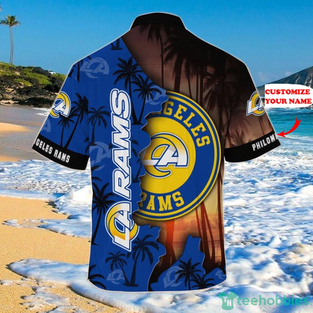 Los Angeles Rams NFL Hawaiian Shirt Custom Name Product Photo 2