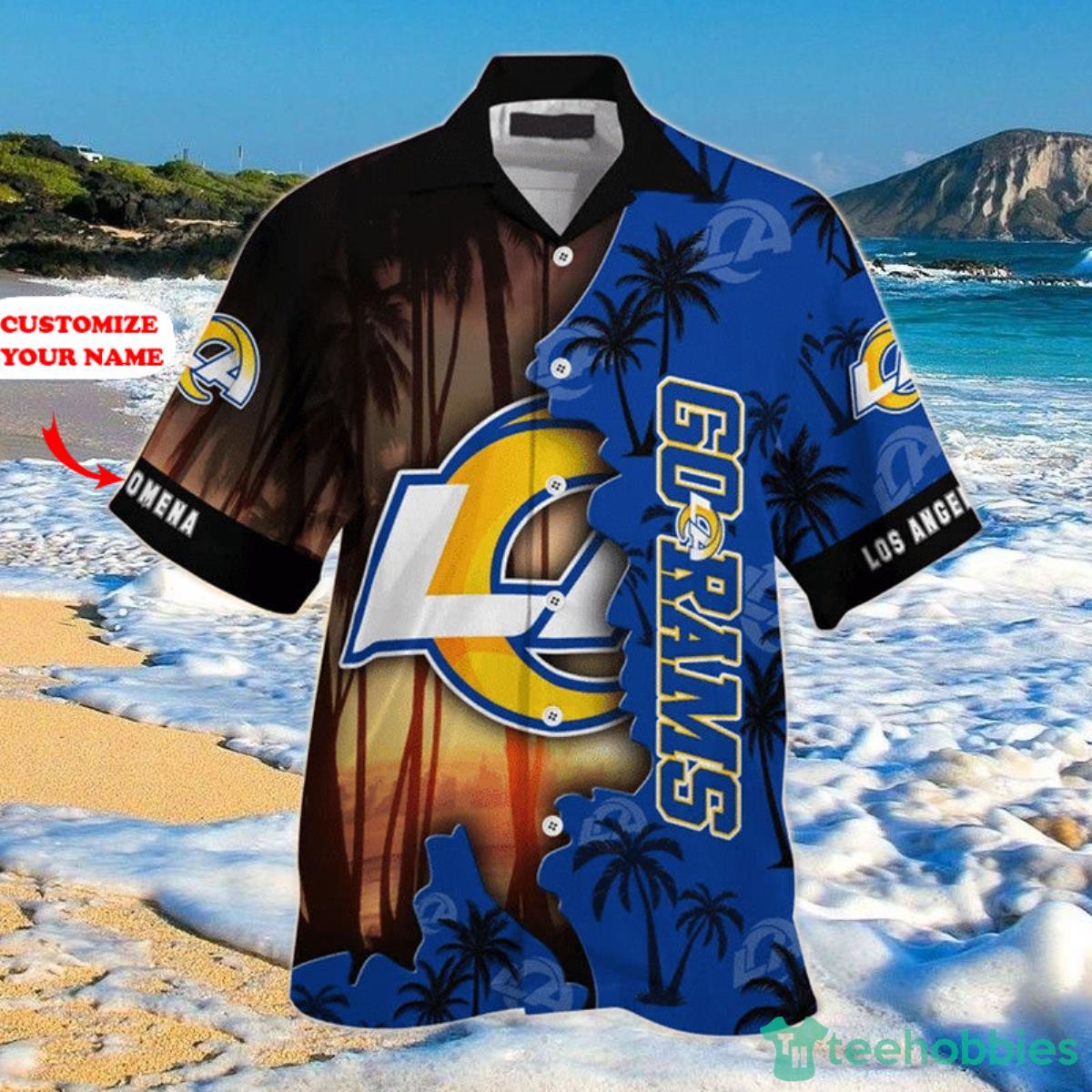 Los Angeles Rams NFL Hawaiian Shirt Custom Name Product Photo 1
