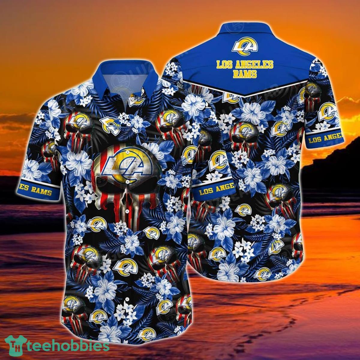 Los Angeles Rams NFL Hawaiian Shirt Skull Punisher Printed 3D New Trend Summer For Your Loved Ones Product Photo 1