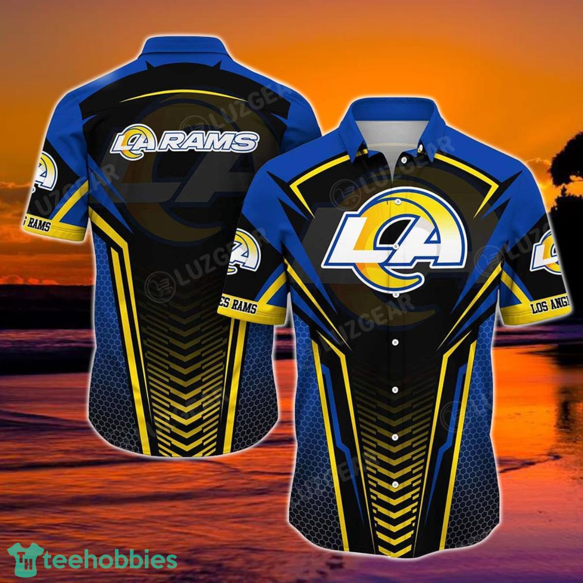 Los Angeles Rams NFL Team Football Beach Shirt Summer Button Down Hawaiian Shirt Best Fan Ever Product Photo 1
