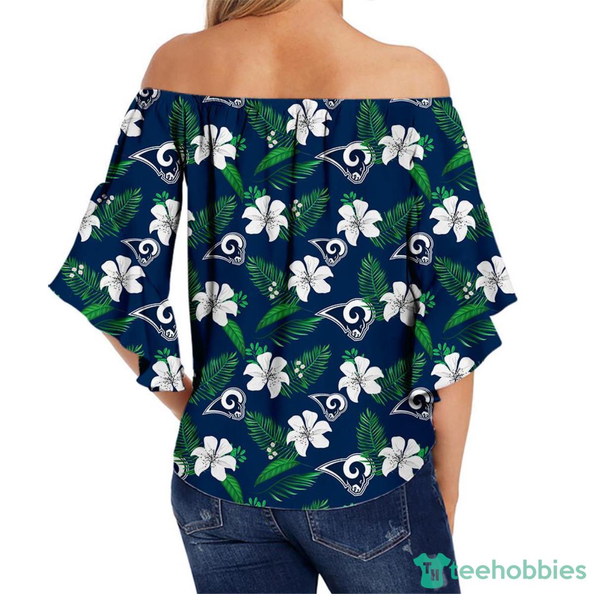 Los Angeles Rams Womens NFL Shirt Floral Printed Strapless Short Sleeve Product Photo 2