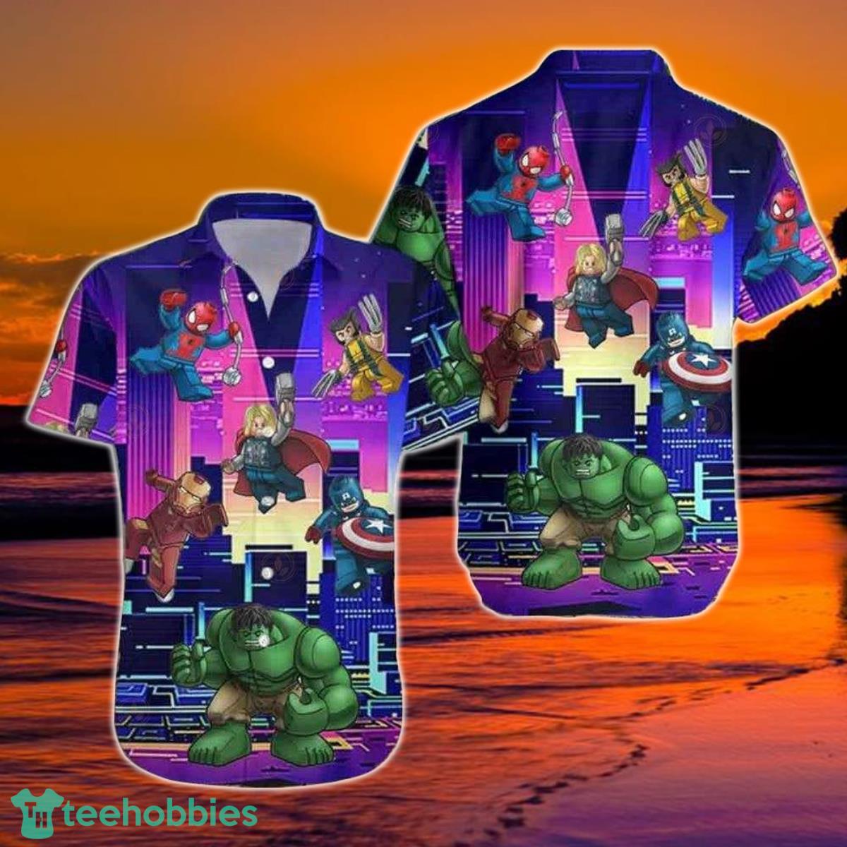 Marvel Hawaiian Shirt The Avengers Marvel Lego City Nights Best Hawaiian Shirts Product Photo 1