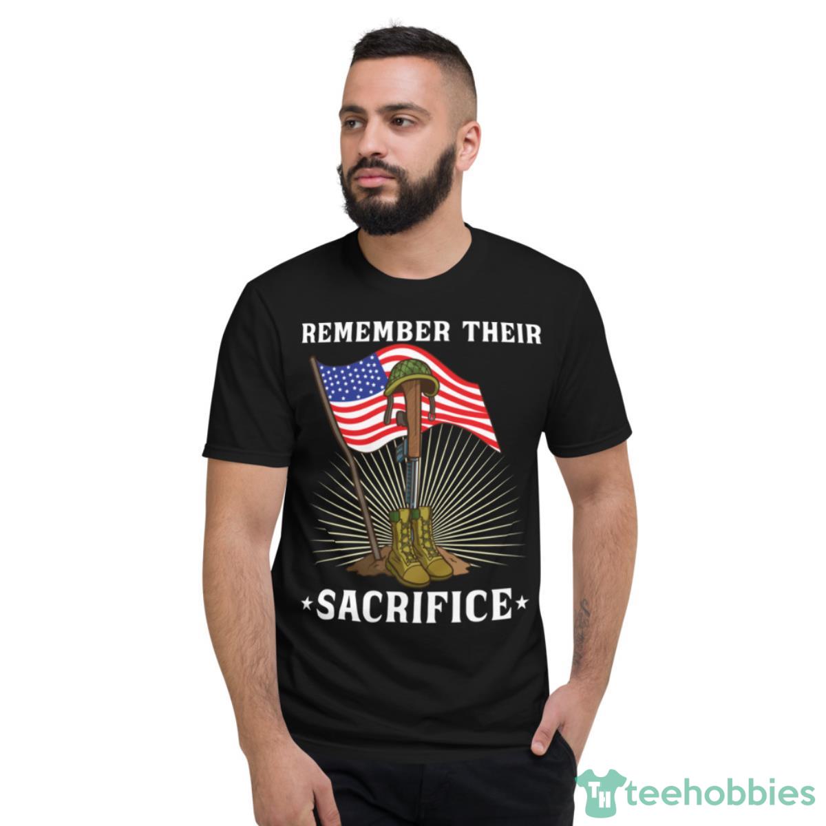Memorial Day Battlefield Cross Remember Their Sacrifice Shirt - Short Sleeve T-Shirt
