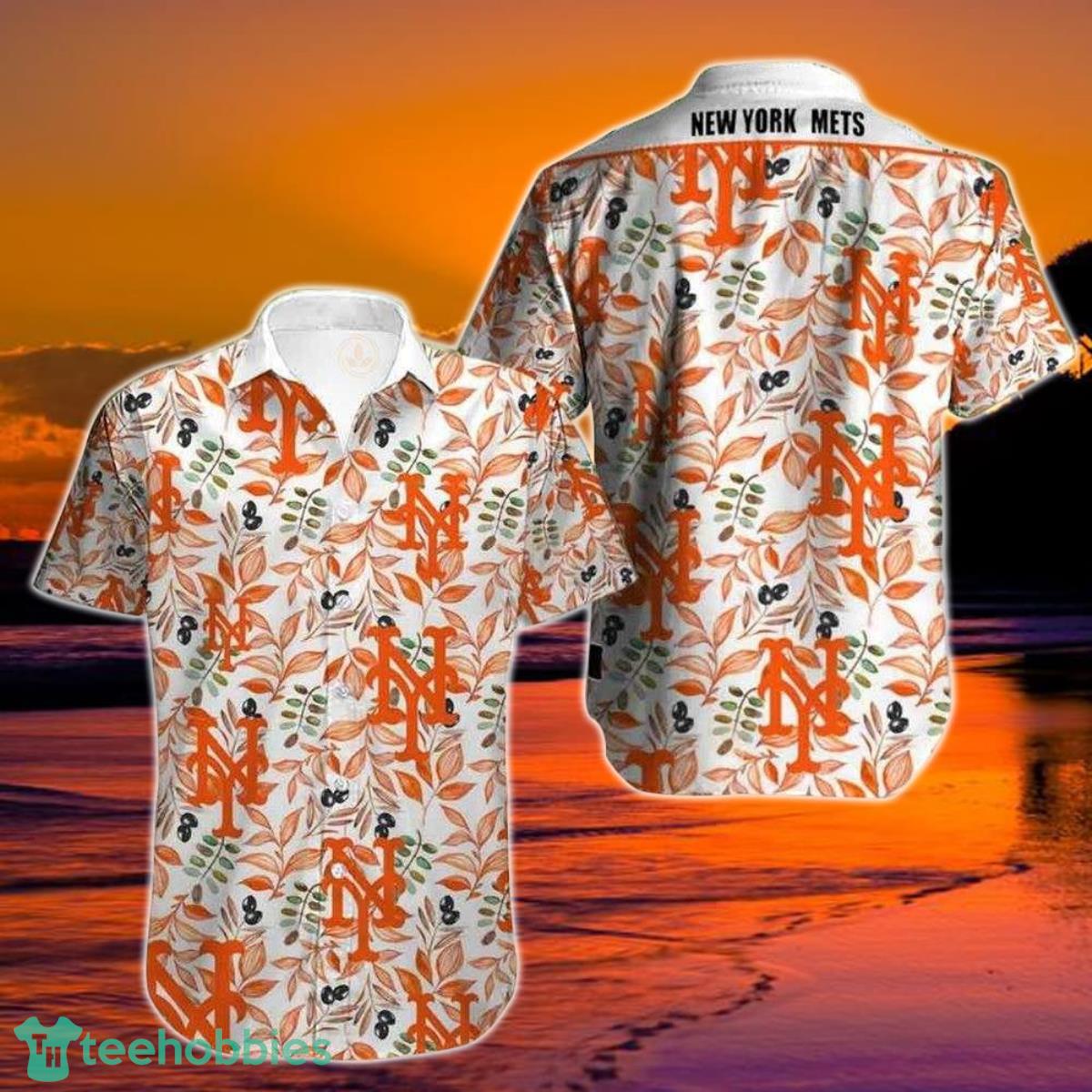 Mets Hawaiian Shirt New York Mets Tropical Flowers Summer Product Photo 1