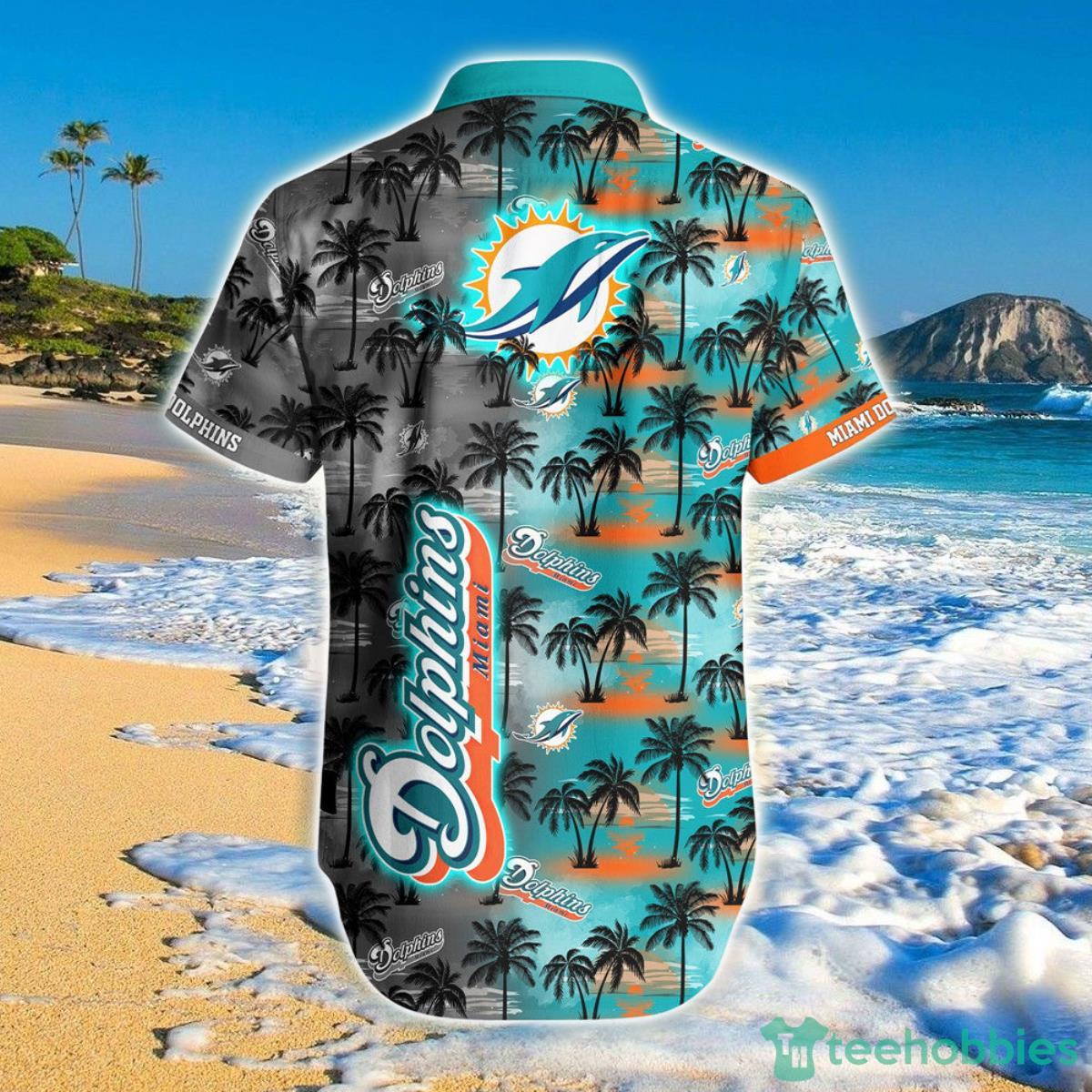 Miami Dolphins Hawaiian Shirt Palm Tree Pattern For Fan Product Photo 2