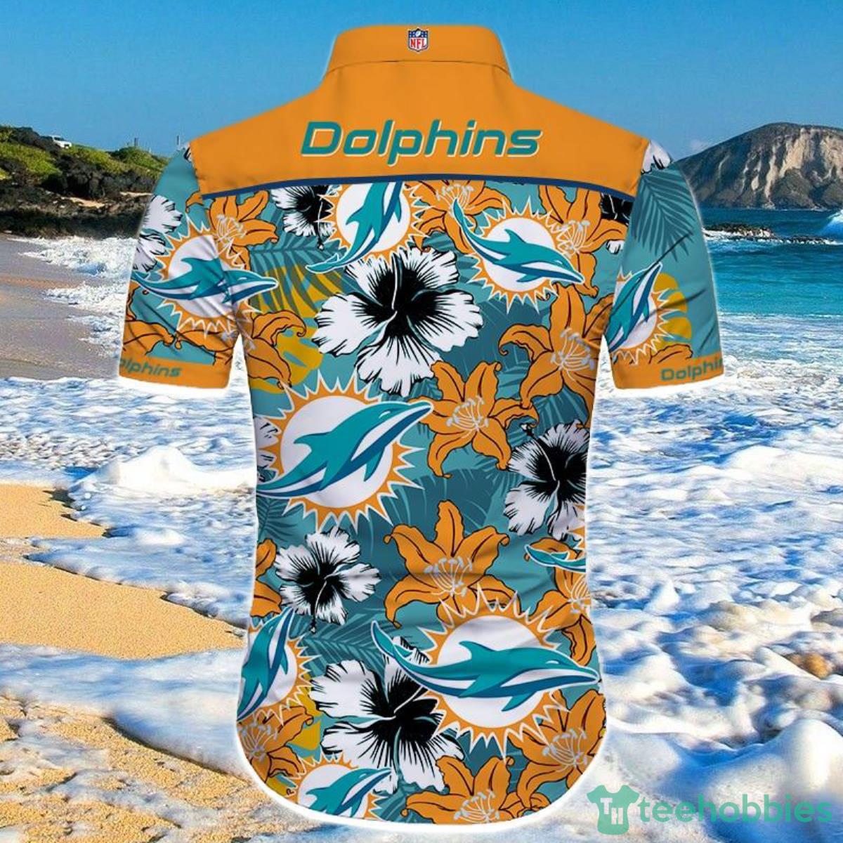 Miami Dolphins Hawaiian Shirt Tropical Flower Short Sleeve Product Photo 2