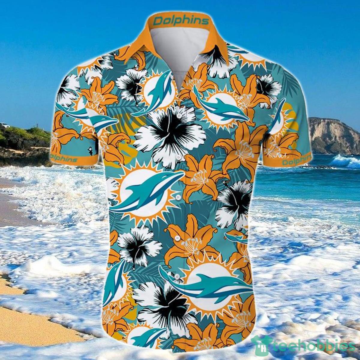 Miami Dolphins Hawaiian Shirt Tropical Flower Short Sleeve Product Photo 1