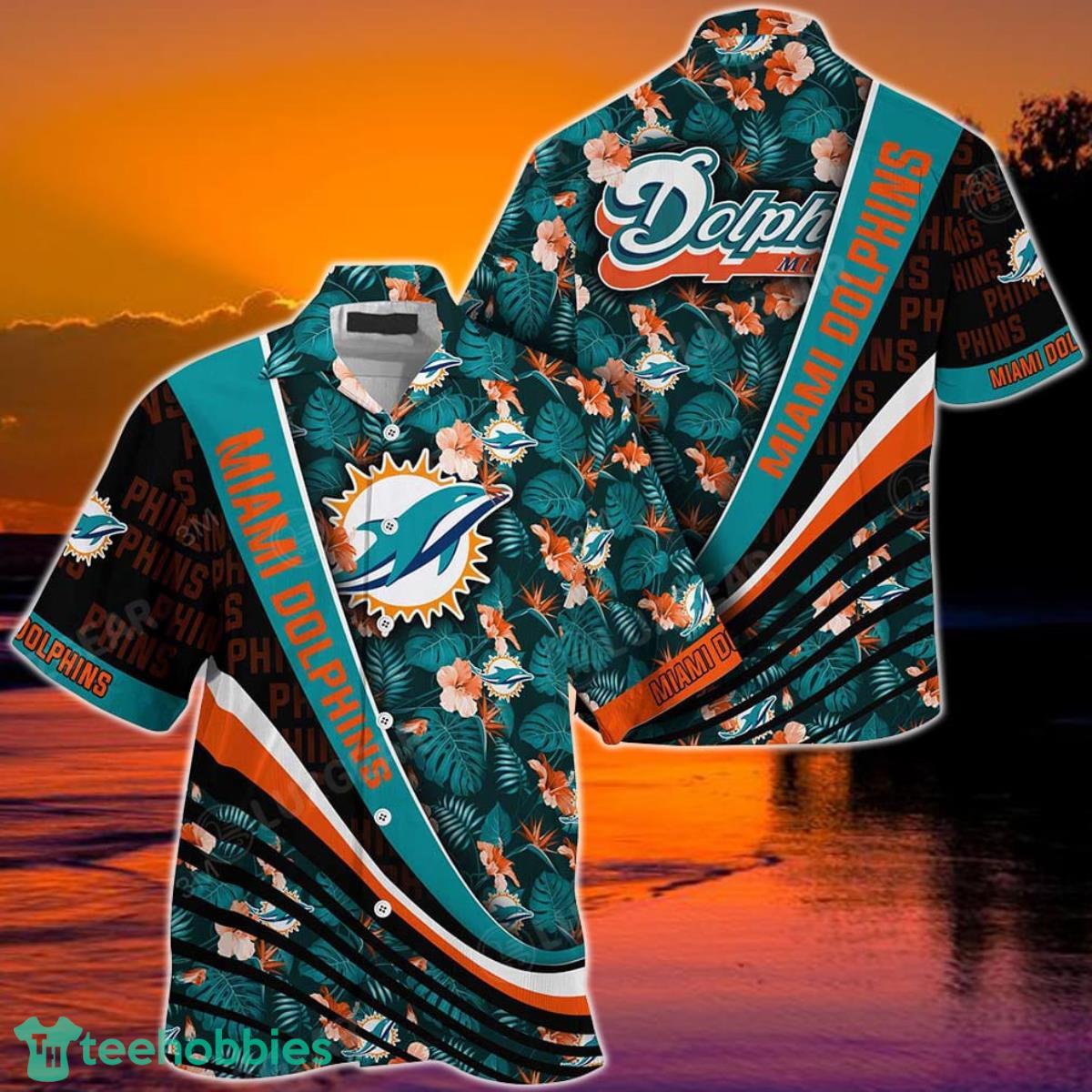 Miami Dolphins NFL Football With Tropical Flower Pattern Hawaiian Shirt For Fans Product Photo 1