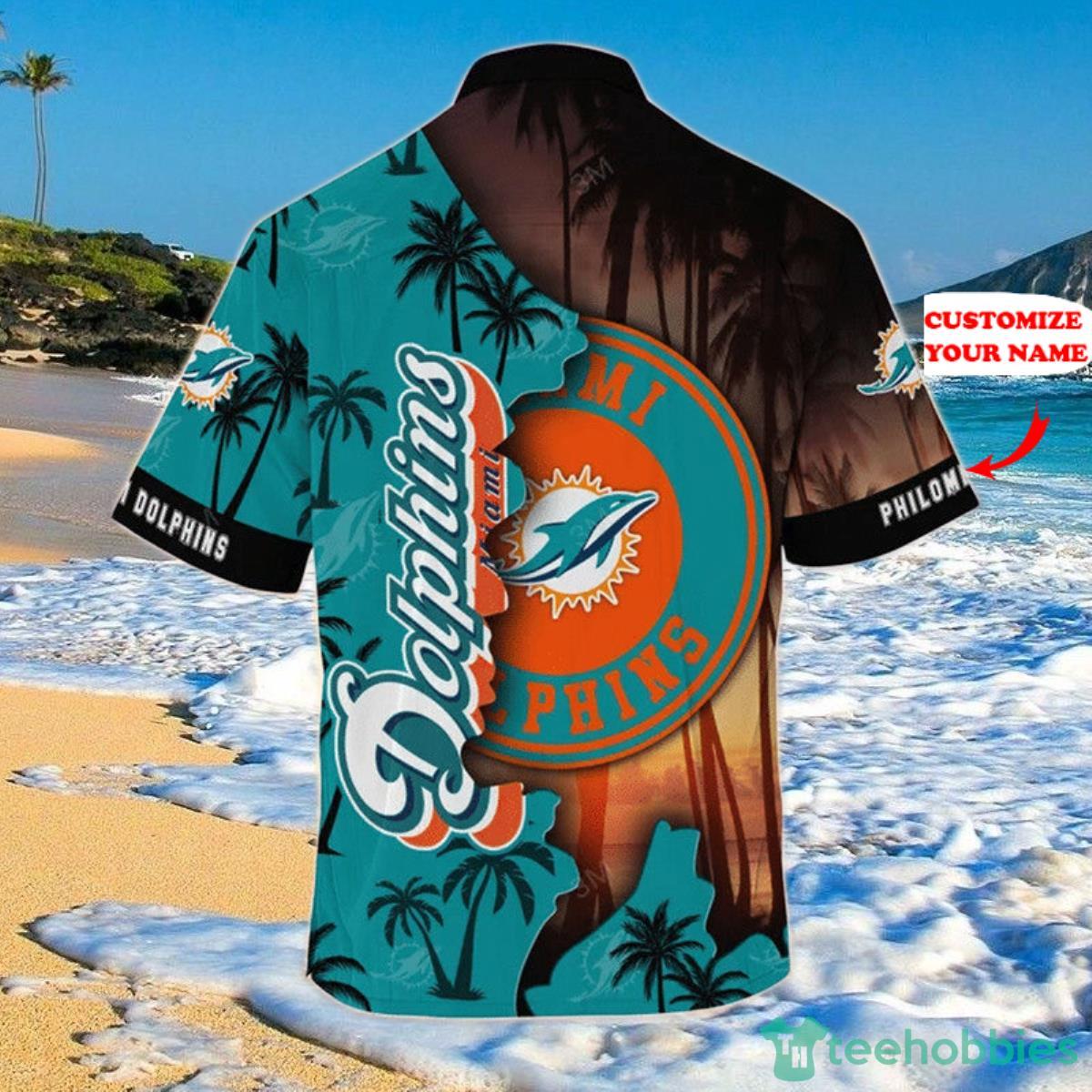 Miami Dolphins NFL Hawaiian Shirt Custom Name Product Photo 2