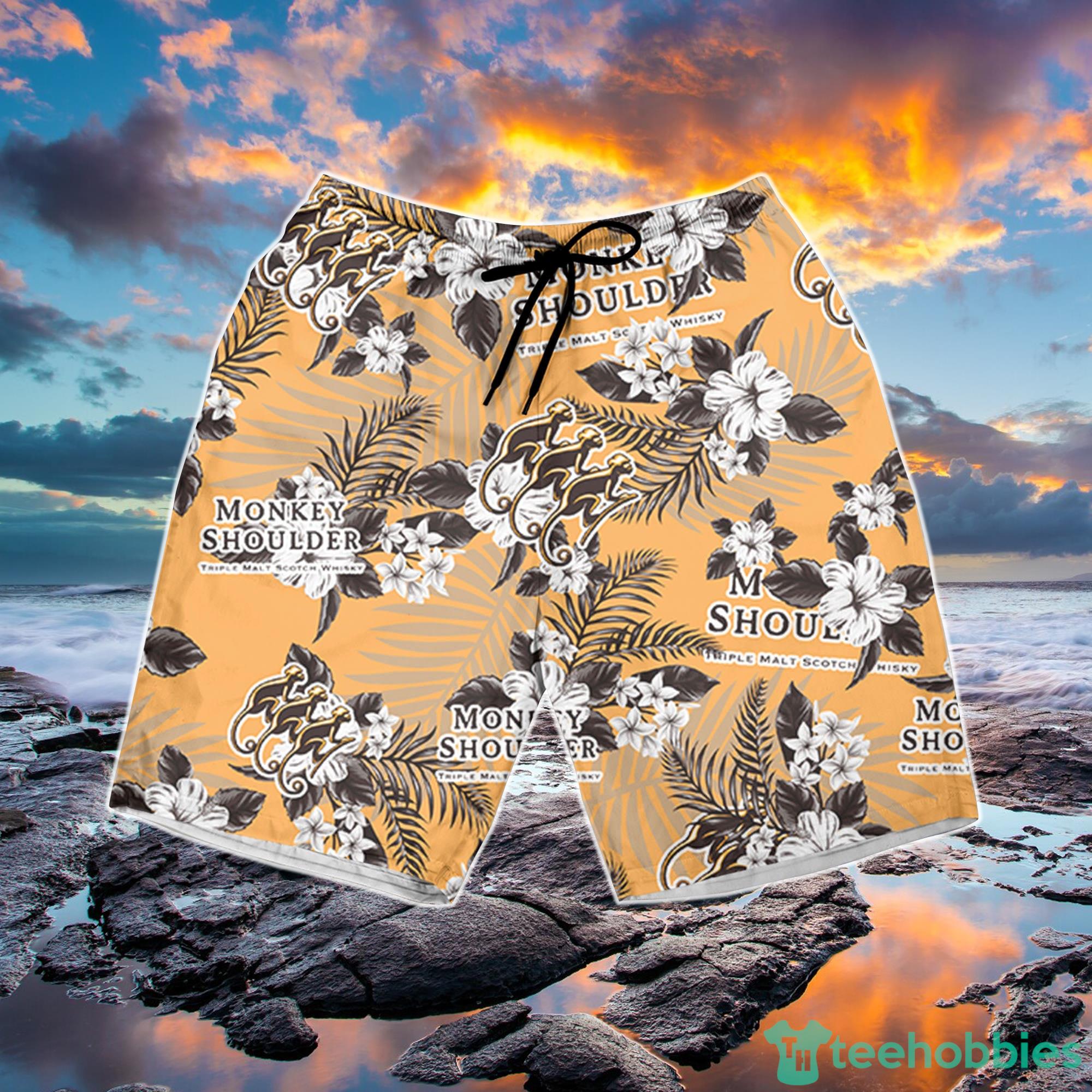 Monkey Shoulder Whiskey Hawaiian Flowers Pattern Shirt Tropical Aloha Gift For Him And Her Product Photo 2