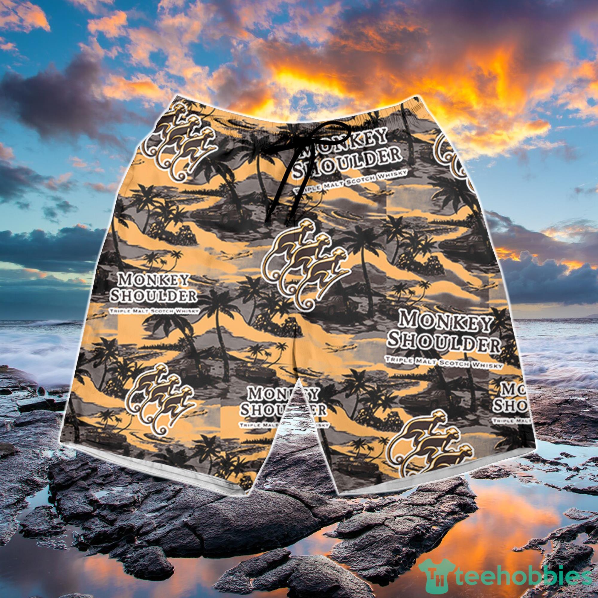 Monkey Shoulder Whiskey Hawaiian Sea Island Pattern Shirt Gift For Him And Her Product Photo 2