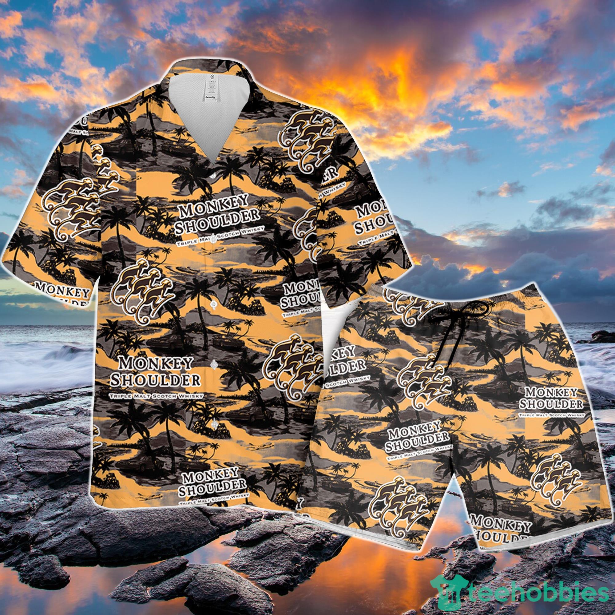Monkey Shoulder Whiskey Hawaiian Sea Island Pattern Shirt Gift For Him And Her Product Photo 1