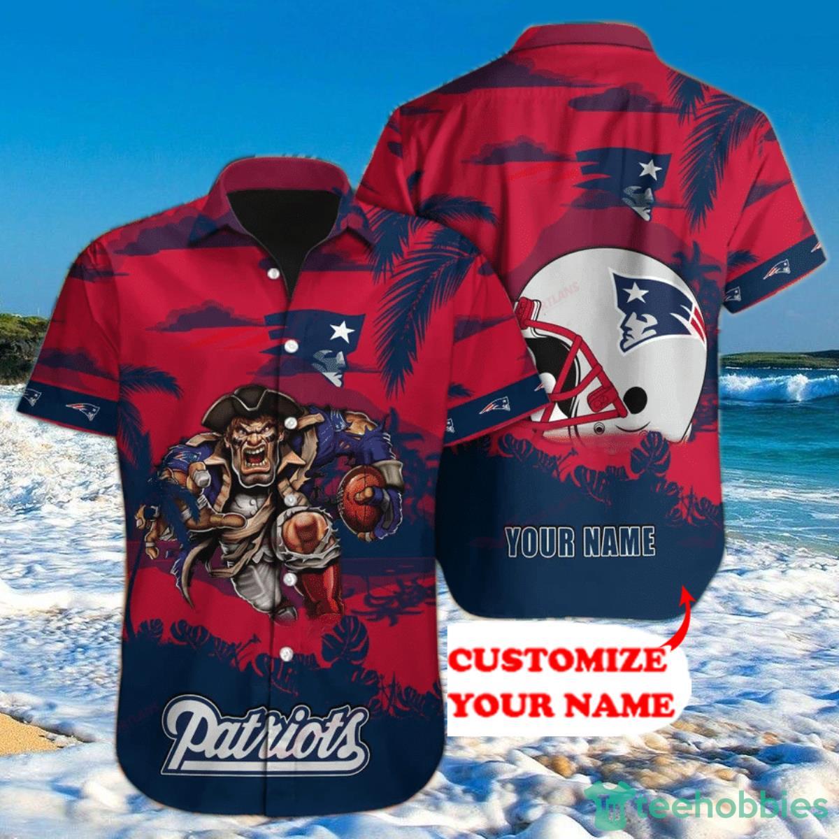 New England Patriots Hawaiian Shirt Mascot Custom Name Product Photo 1