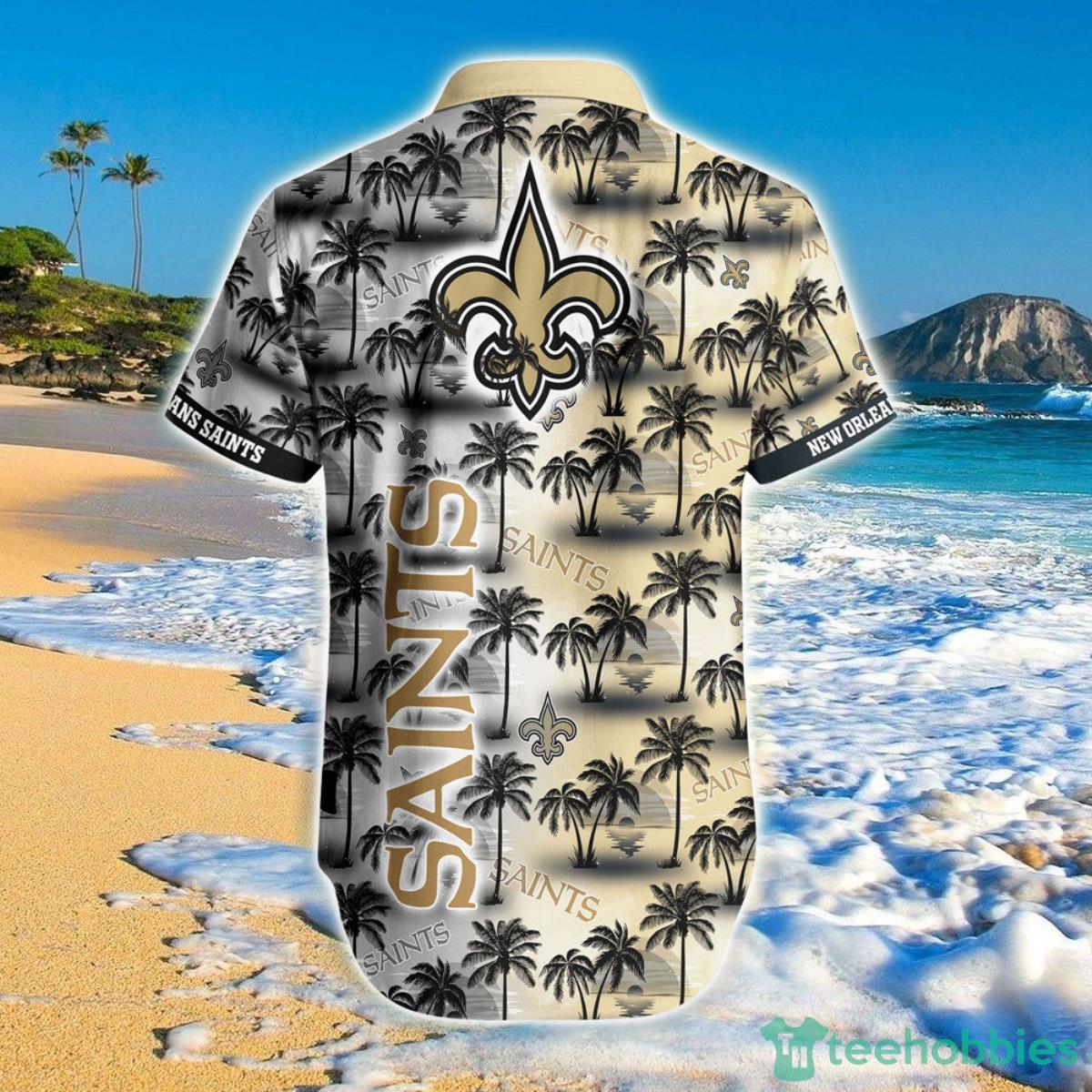 New Orleans Saints Hawaiian Shirt Palm Tree Pattern Product Photo 2