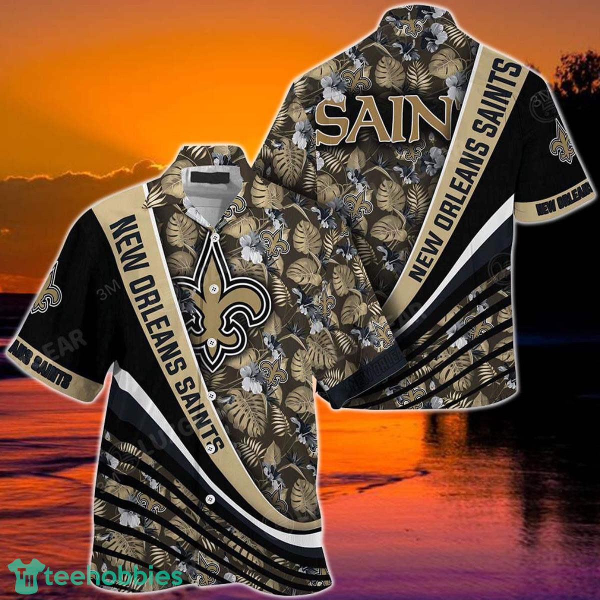 New Orleans Saints NFL Football With Tropical Flower Pattern Hawaiian Shirt For Fans Product Photo 1