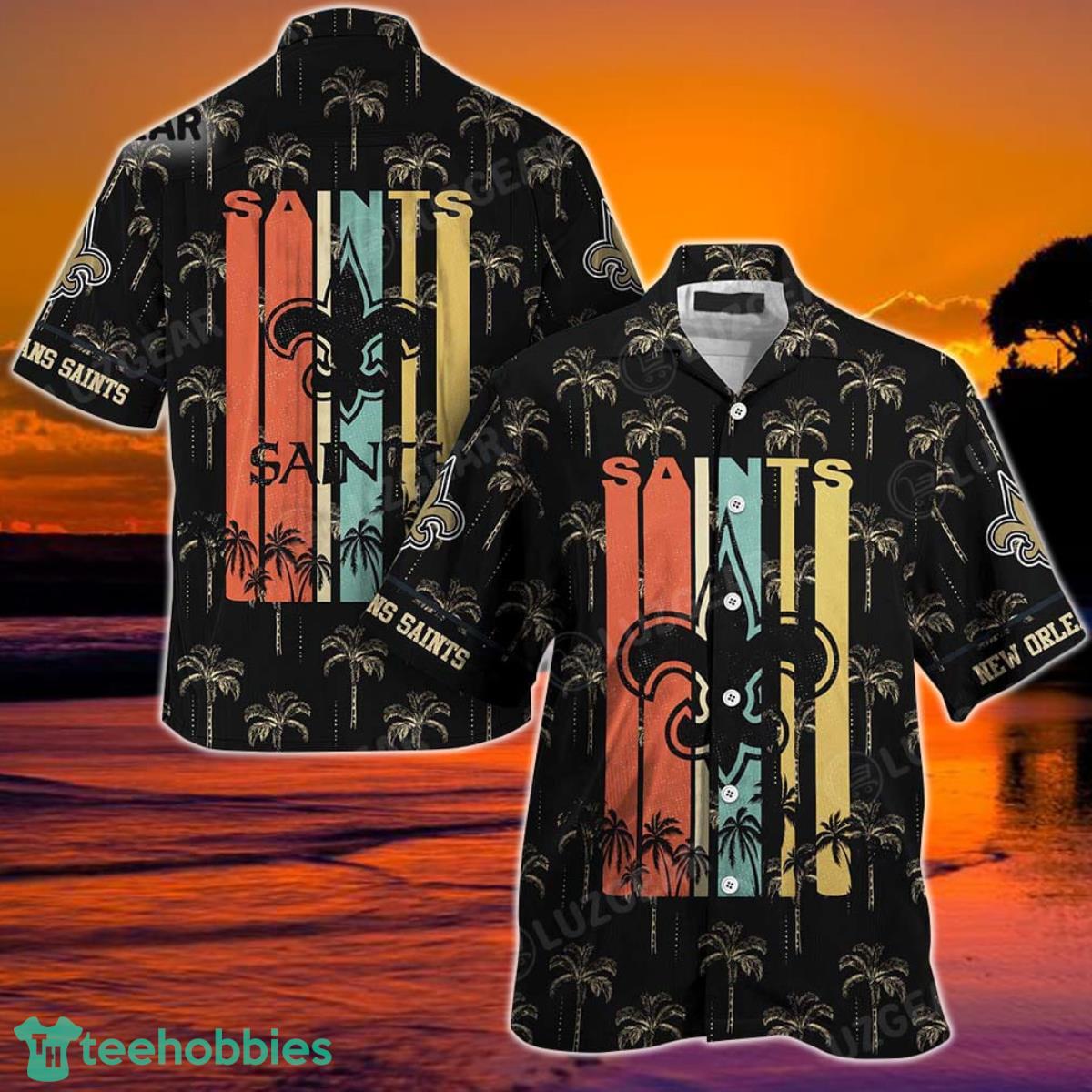 New Orleans Saints NFL Hawaii Beach Shirt Retro Vintage Summer Short Sleeve Button Hawaiian Shirt Product Photo 1