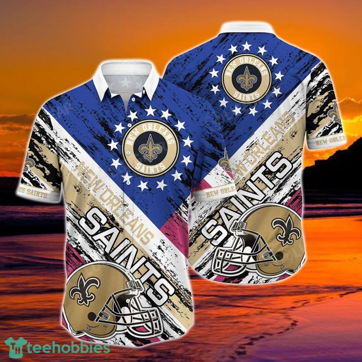 New Orleans Saints NFL Hawaiian Shirt Graphic American Flag 3D Printed Short Shirt Best Gift For Fans Product Photo 1