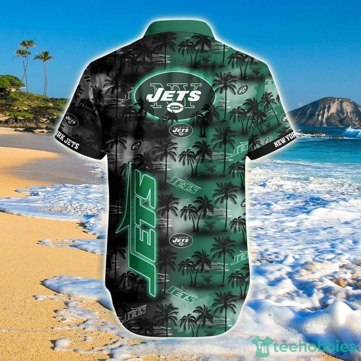 New York Jets Hawaiian Shirt Palm Tree Pattern Product Photo 2