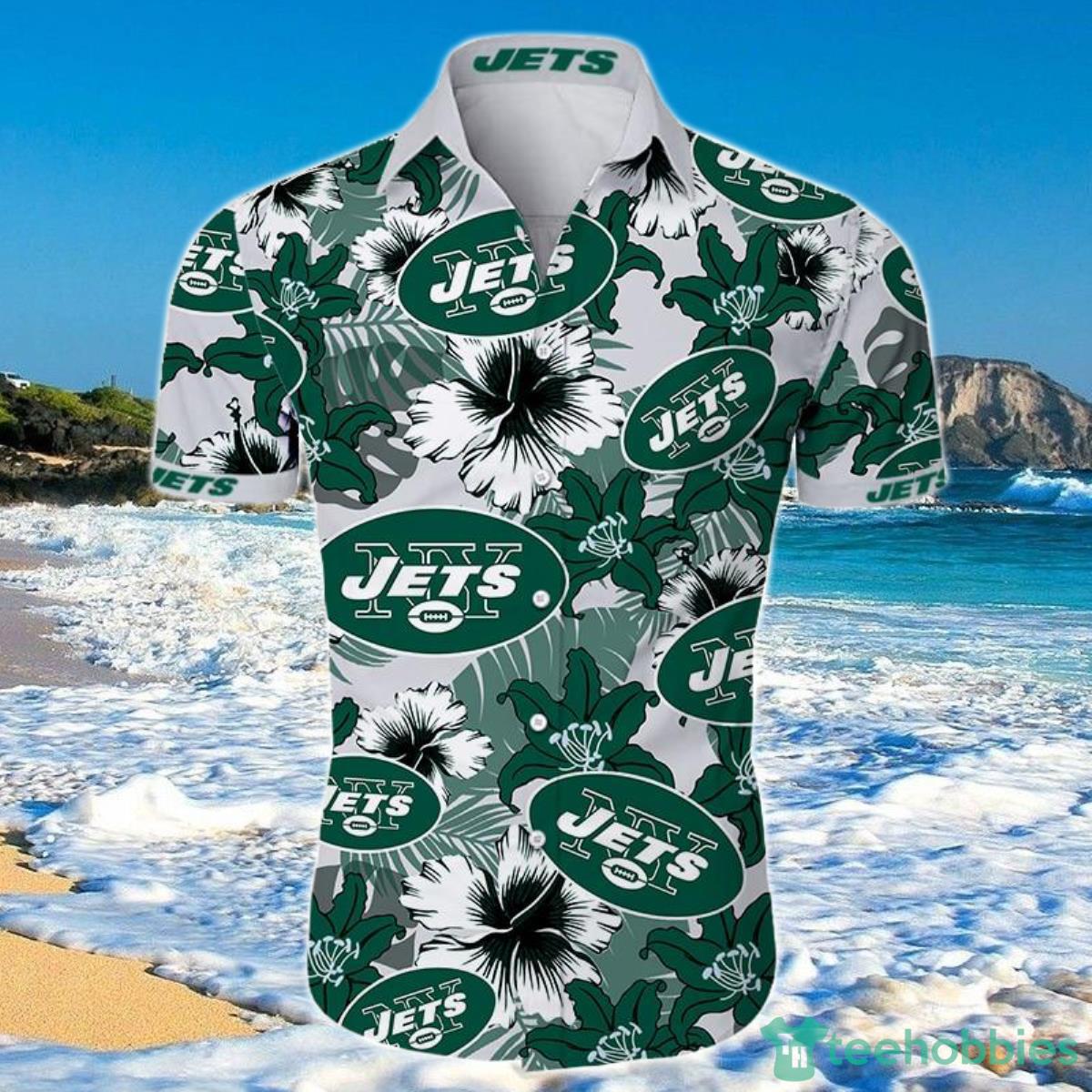 New York Jets Hawaiian Shirt Tropical Flower Short Sleeve Product Photo 1