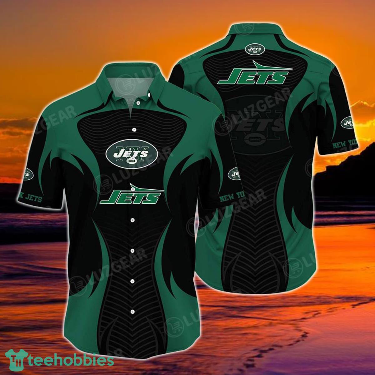 New York Jets NFL Hawaii Beach Shirt Summer Short Sleeve Button Down Hawaiian Shirt Product Photo 1