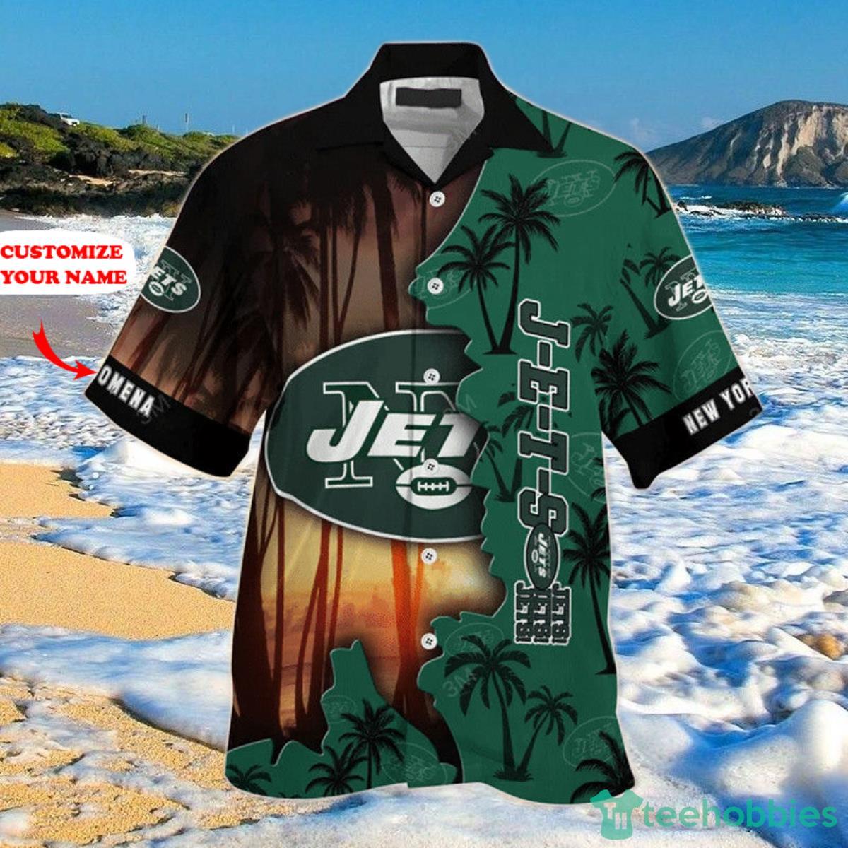New York Jets NFL Hawaiian Shirt Custom Name Product Photo 1