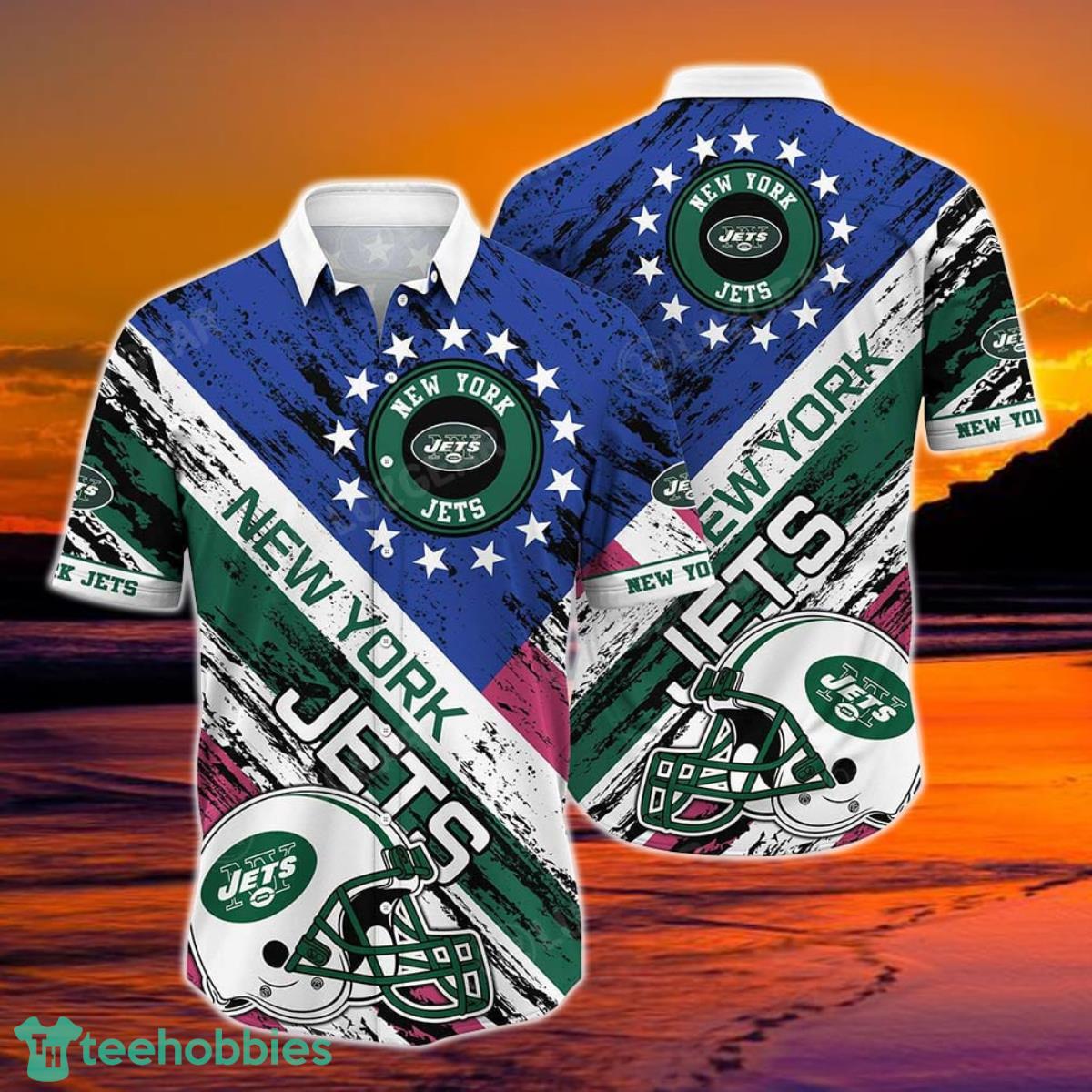 New York Jets NFL Hawaiian Shirt Graphic American Flag 3D Printed Short Shirt Best Gift For Fans Product Photo 1