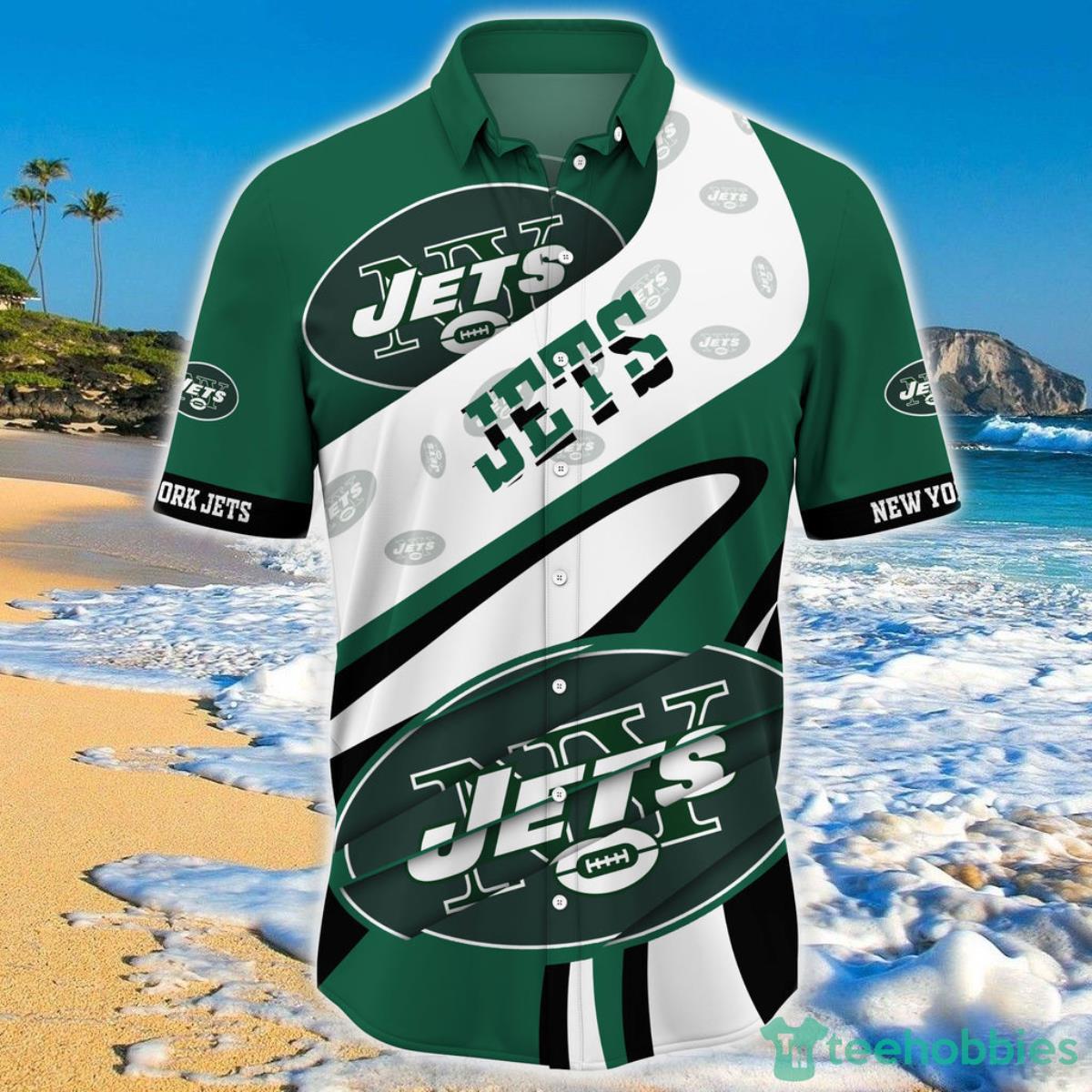 New York Jets NFL Hawaiian Shirt Short Sleeve Big Logo Product Photo 1
