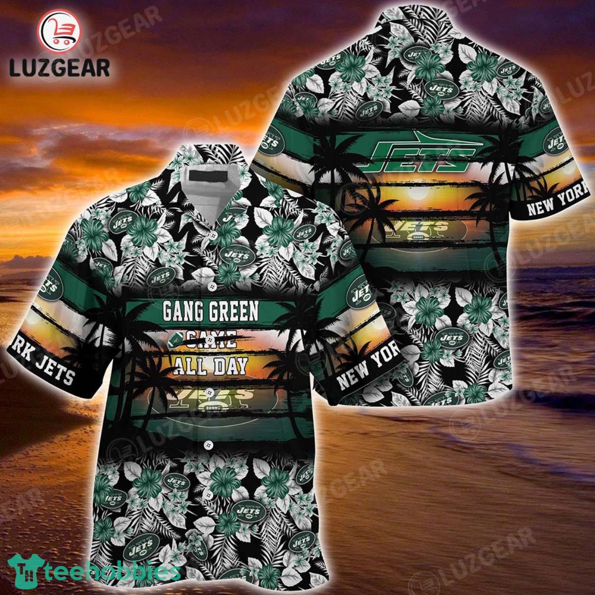 New York Jets NFL Summer Hawaiian Shirt Floral Pattern Graphic For Sports Enthusiast Product Photo 1