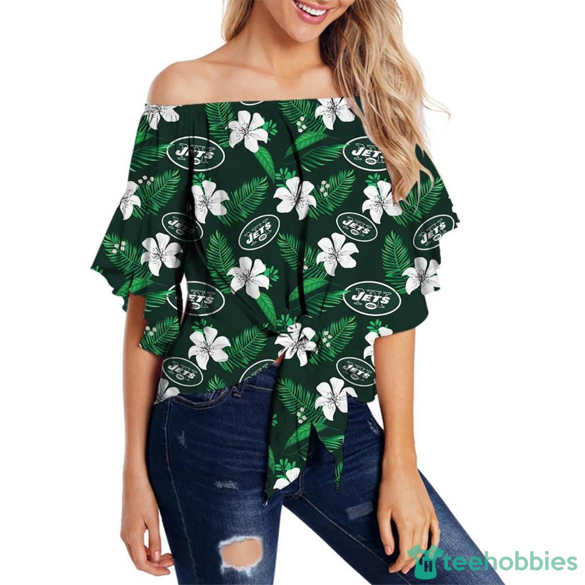 New York Jets Shirt Womens Floral Printed Strapless Short Sleeve Product Photo 1