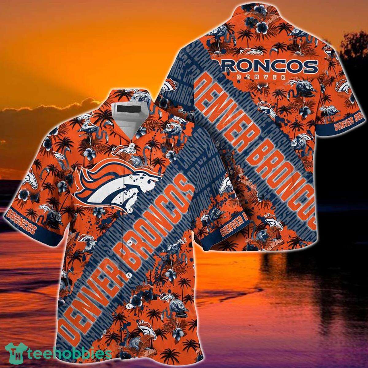 NFL Denver Broncos Hawaiian Shirt With Tropical Pattern Flamingo Printed For Fans Product Photo 1