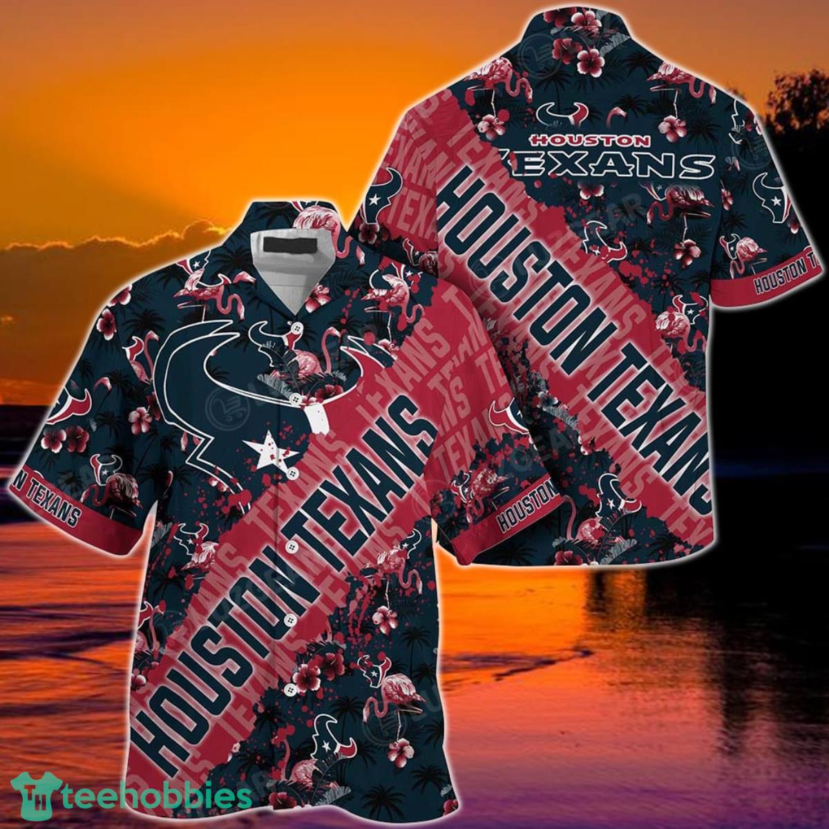 NFL Houston Texans Hawaiian Shirt With Tropical Pattern Flamingo Printed For Fans Product Photo 1