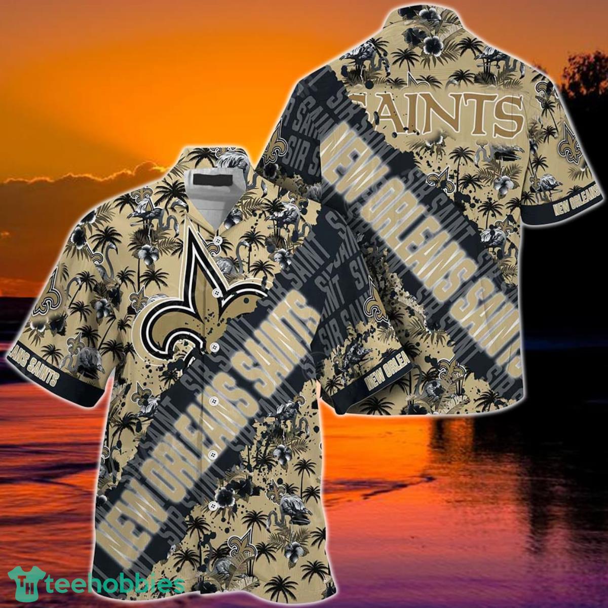 NFL New Orleans Saints Hawaiian Shirt With Tropical Pattern Flamingo Printed For Fans Product Photo 1