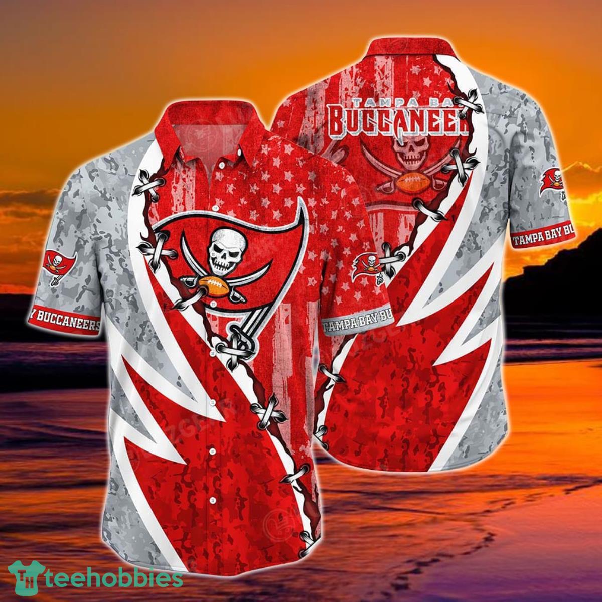 NFL Tampa Bay Buccaneers Hawaiian Shirt, Graphic American Flag Print This Summer Best Gift For Fans Product Photo 1