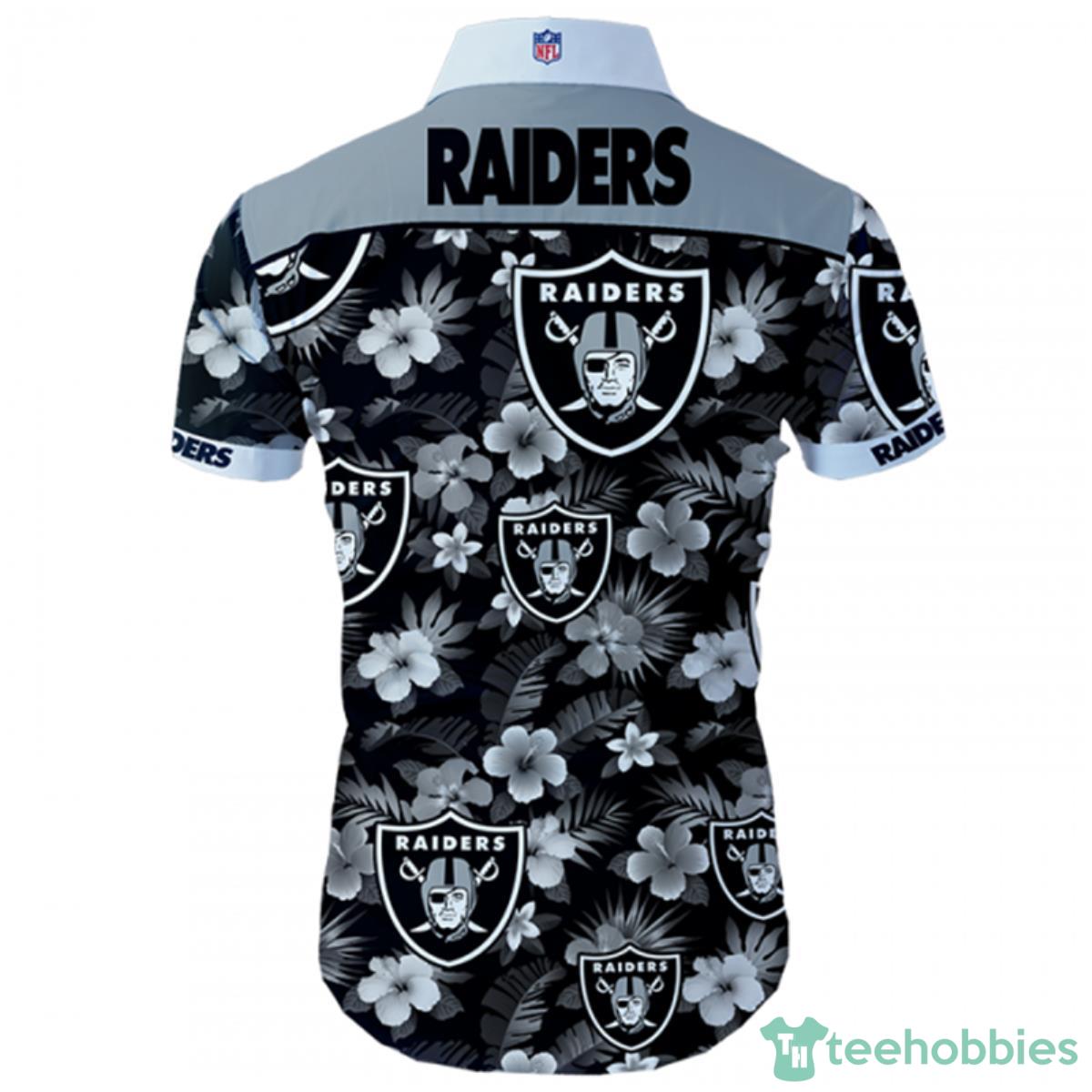Oakland Raiders Hawaiian Shirt Tropical Flower Short Sleeve Product Photo 2