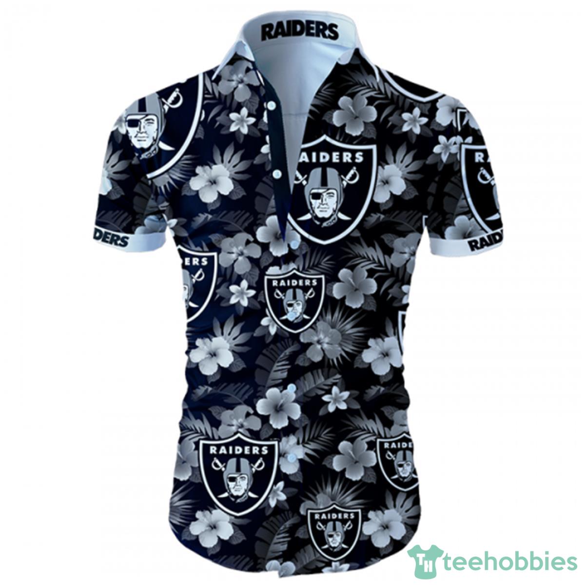Oakland Raiders Hawaiian Shirt Tropical Flower Short Sleeve Product Photo 1