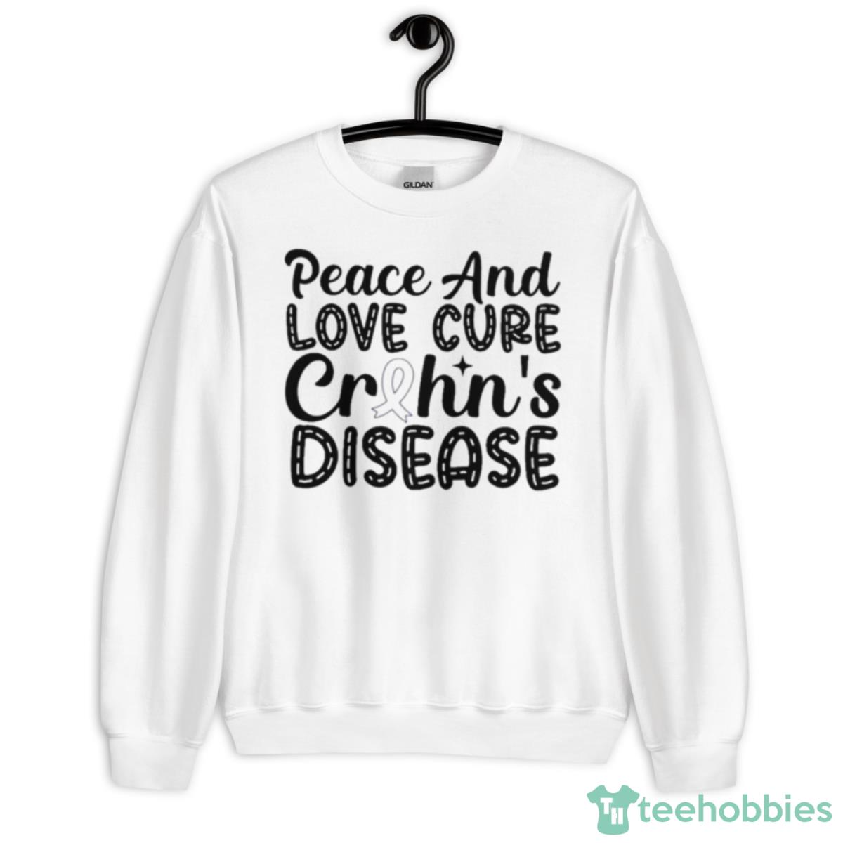 Peace And Love Cure Crohn’s Disease 2023 Shirt - Unisex Heavy Blend Crewneck Sweatshirt