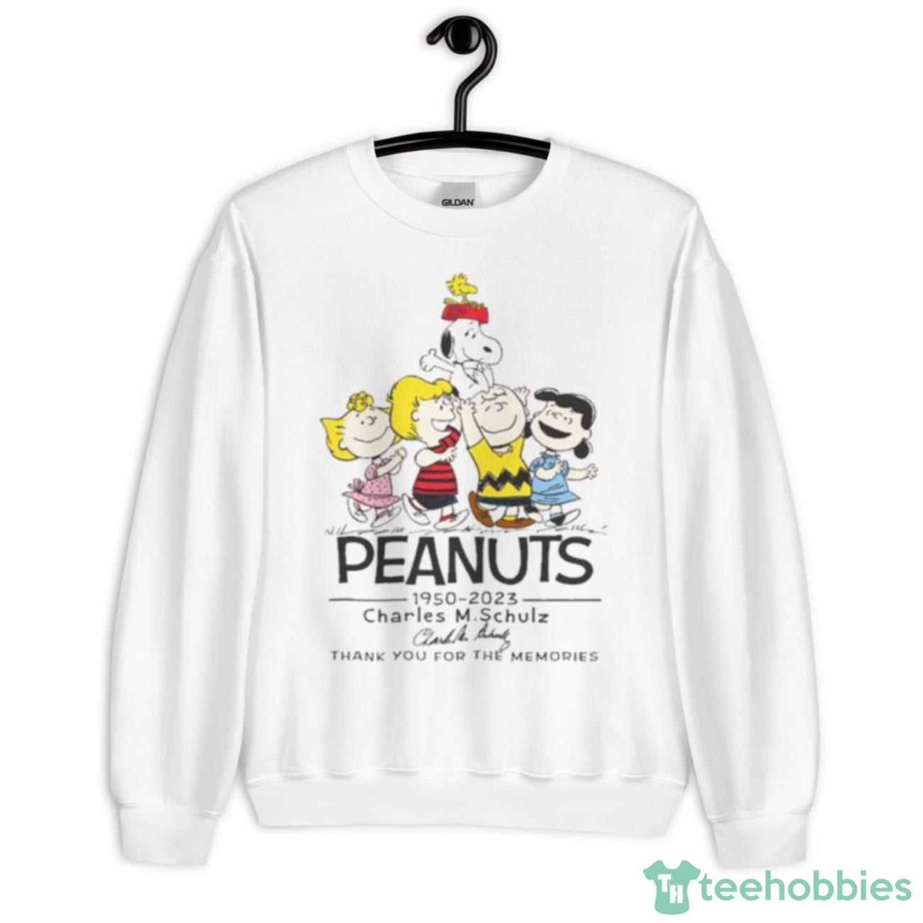 Peanuts 1950 – 2023 Charles M Schulz Thank You For The Memories Signature Shirt - Unisex Heavy Blend Crewneck Sweatshirt
