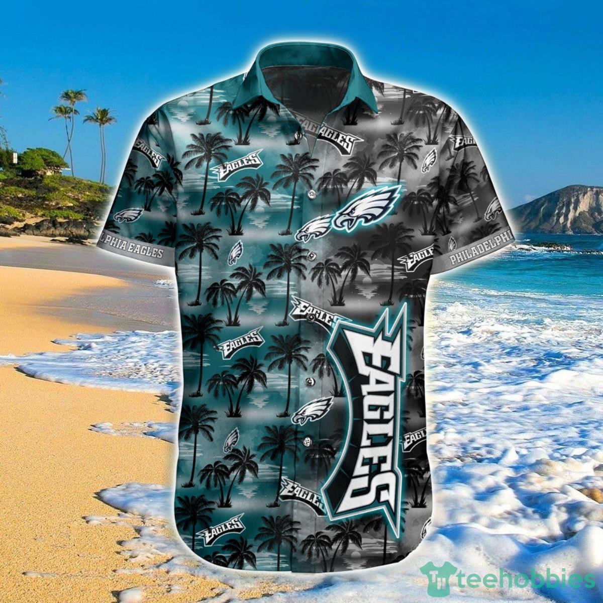 Philadelphia Eagles Hawaiian Shirt Palm Tree Pattern Product Photo 1
