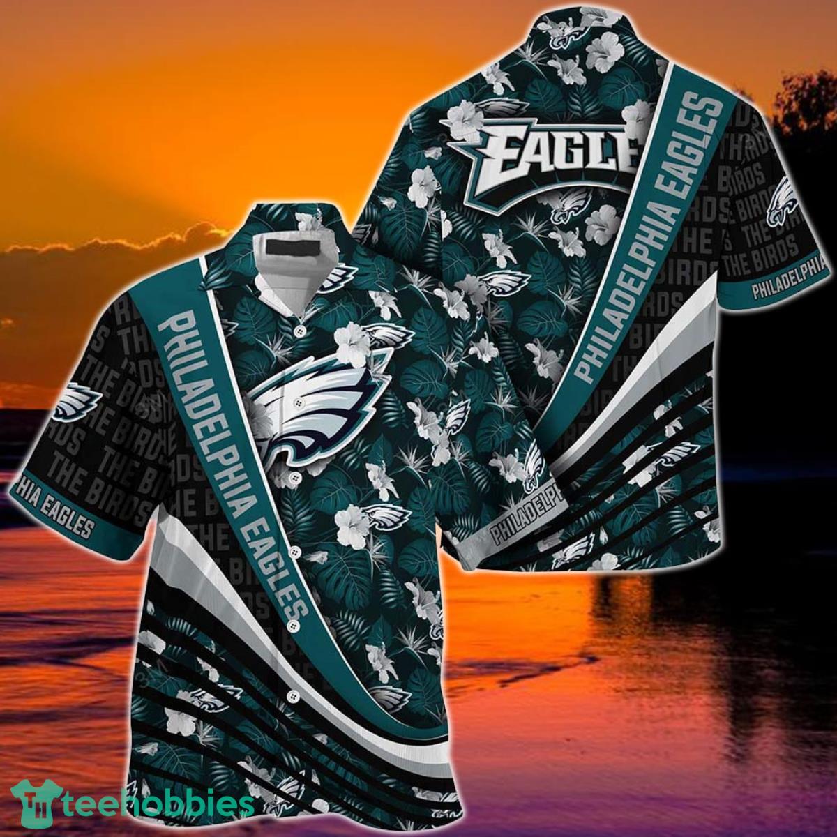 Philadelphia Eagles NFL Football With Tropical Flower Pattern Hawaiian Shirt For Fans Product Photo 1