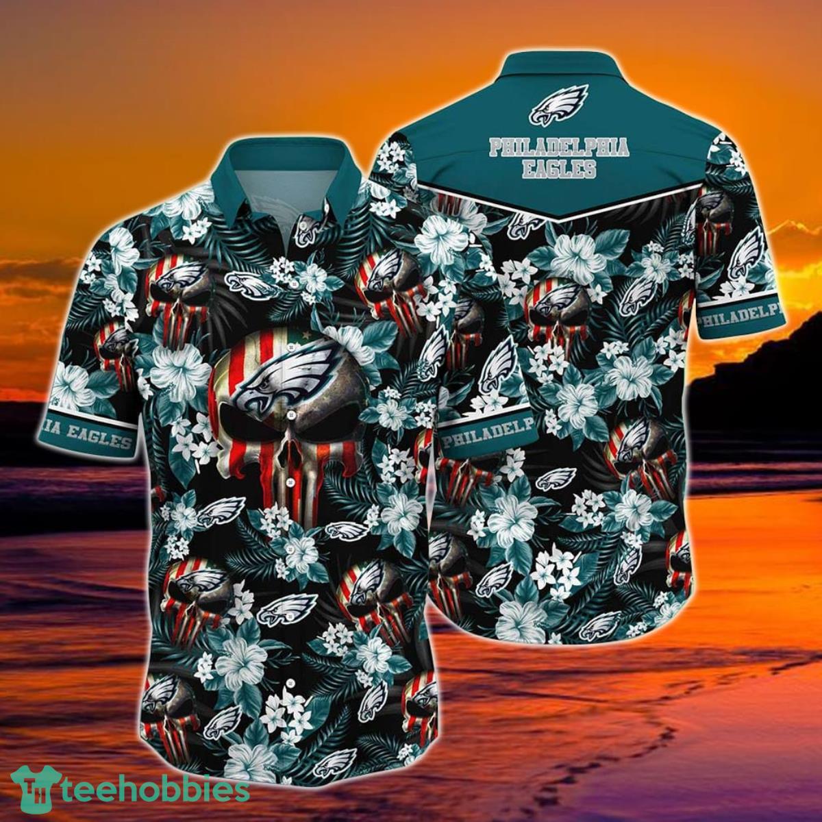 Philadelphia Eagles NFL Hawaiian Shirt Skull Punisher Printed 3D New Trend Summer For Your Loved Ones Product Photo 1