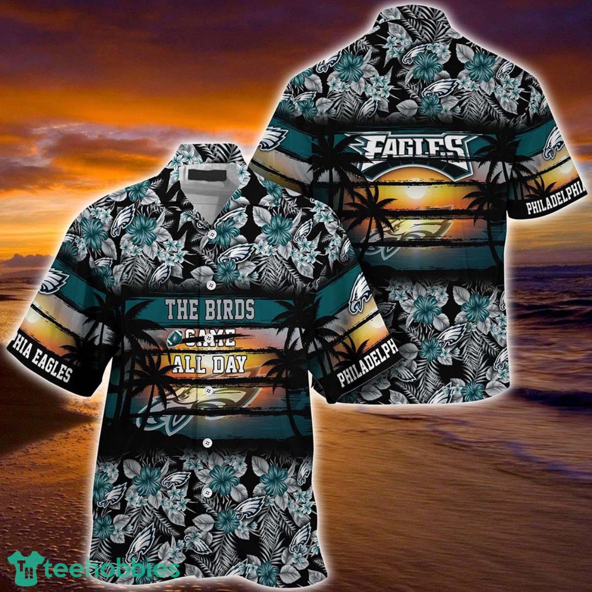 Philadelphia Eagles NFL Summer Hawaiian Shirt Floral Pattern Graphic For Sports Enthusiast Product Photo 1