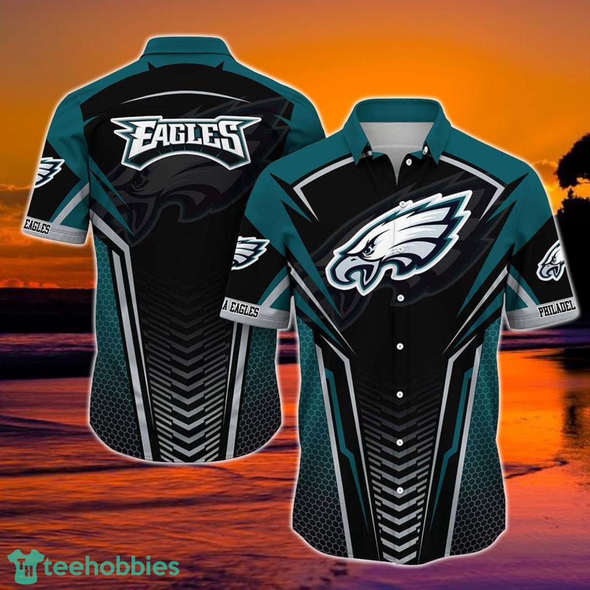 Philadelphia Eagles NFL Team Football Beach Shirt Summer Button Down Hawaiian Shirt Best Fan Ever Product Photo 1