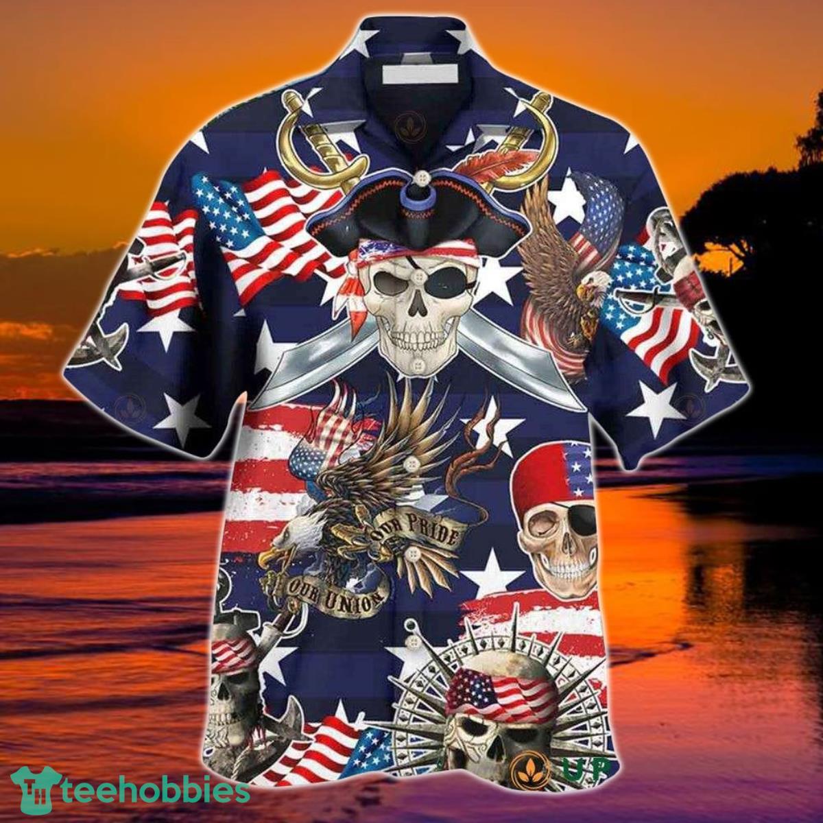 Pirate Skeleton America Independence Day Best Hawaiian Shirts Product Photo 1