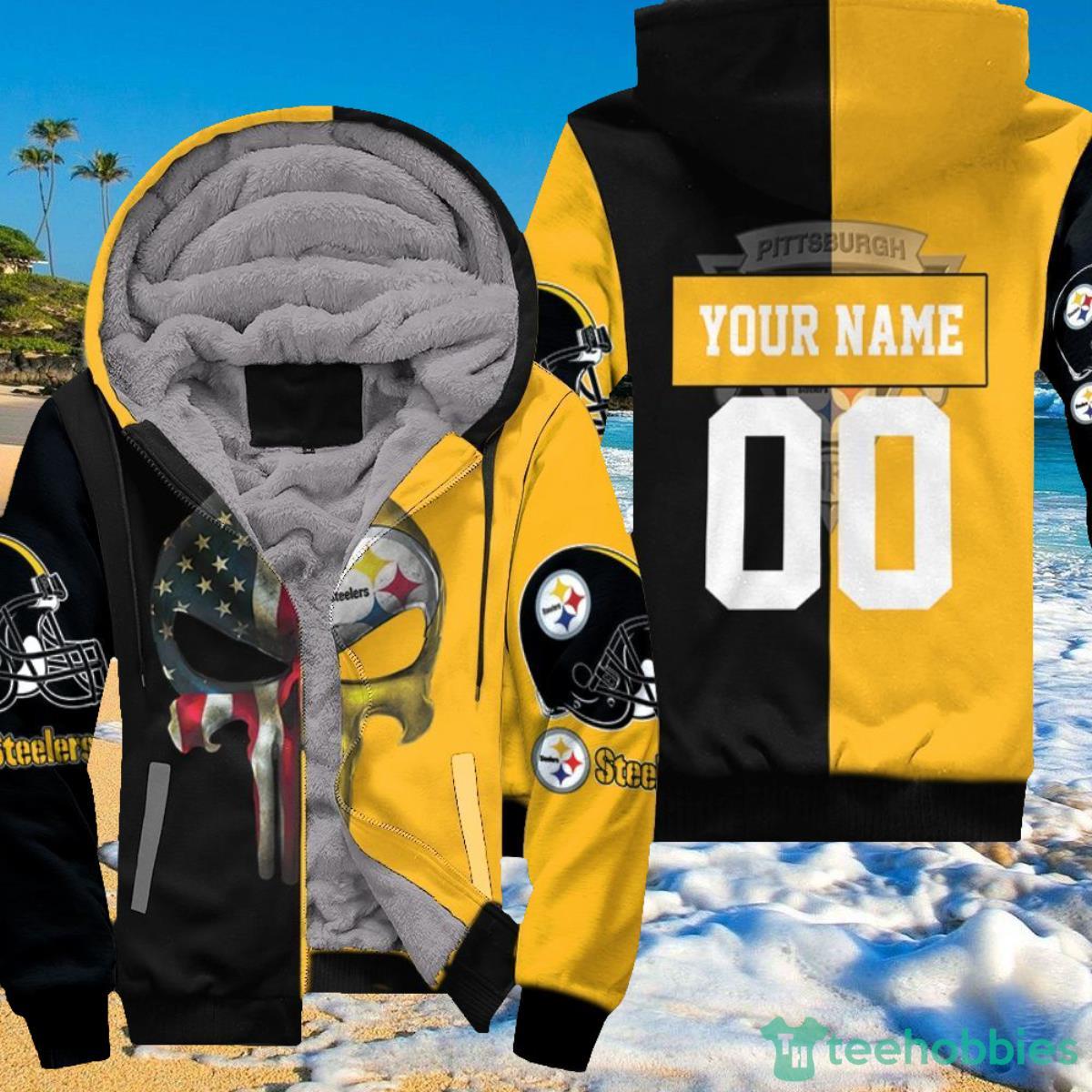 Pittsburgh Steelers American Skull NFL Personalized Hoodie 3D Product Photo 1