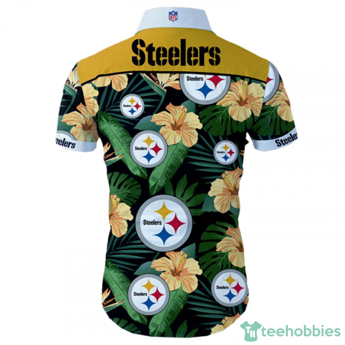 Pittsburgh Steelers Hawaiian Shirt Tropical Flower Short Sleeve Product Photo 2
