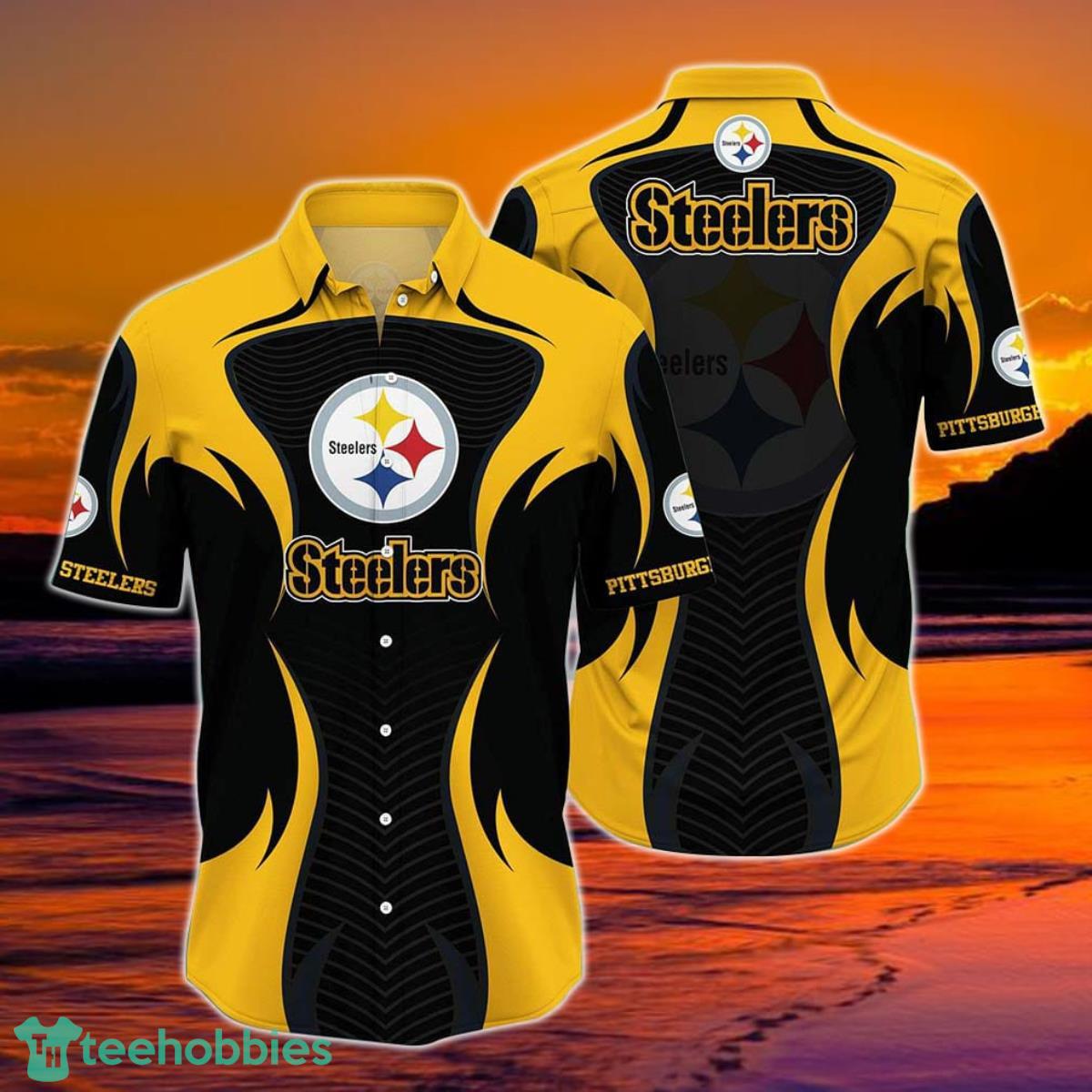 Pittsburgh Steelers NFL Hawaii Beach Shirt Summer Short Sleeve Button Down Hawaiian Shirt Product Photo 1